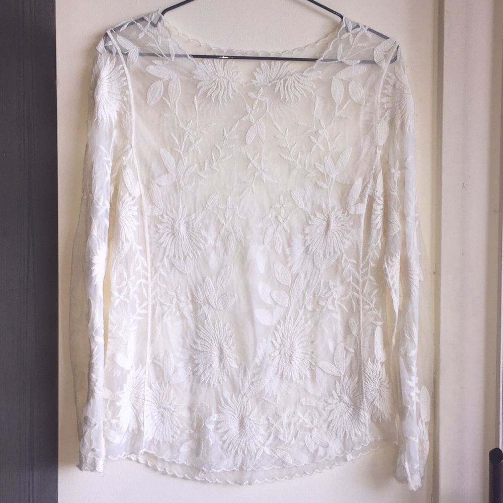 Size 6/S originally H&M embroidered mesh blouse